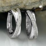 Creole 15x4mm Klappscharnier Zirkonia glänzend rhodiniert Silber 925