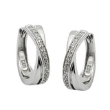 Creole 15x4mm Klappscharnier Zirkonia glänzend rhodiniert Silber 925