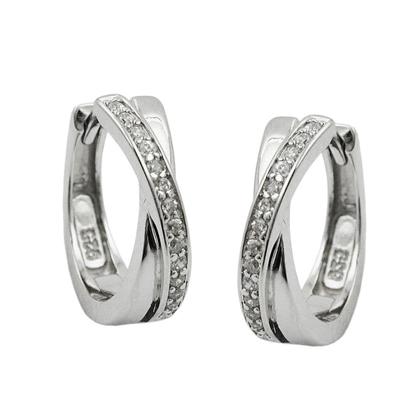 Creole 15x4mm Klappscharnier Zirkonia glänzend rhodiniert Silber 925