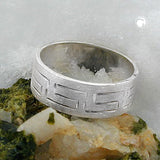 Ring, matt-diam, mit Muster, 925