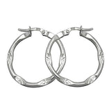 Creole 25x2mm diamantiert Bügelverschluss Silber 925