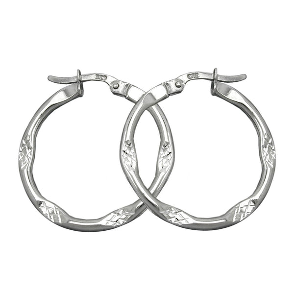 Creole 25x2mm diamantiert Bügelverschluss Silber 925
