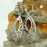 Ohrbrisur Ohrhänger Ohrringe 41x12mm filigranes Muster rhodiniert oval Silber 925