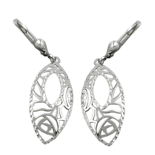 Ohrbrisur Ohrhänger Ohrringe 41x12mm filigranes Muster rhodiniert oval Silber 925