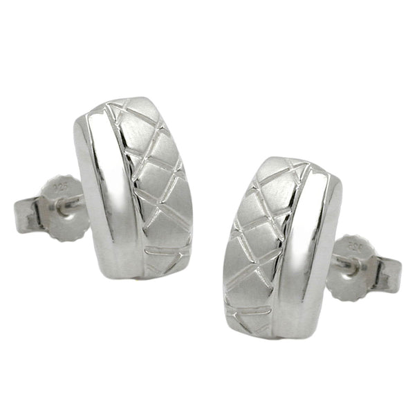 Stecker 10x6mm Viereck Waffelmuster matt-glänzend Silber 925