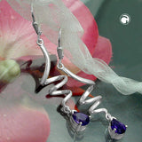 Ohrbrisur Ohrhänger Ohrringe 51x10mm Spirale mit echtem Amethyst Silber 925