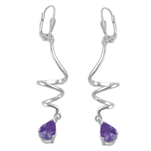 Ohrbrisur Ohrhänger Ohrringe 51x10mm Spirale mit echtem Amethyst Silber 925