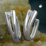 Creole 16x6mm Klappscharnier mit Zirkonia Silber 925