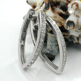 Creole Klappscharnier 28x16x3mm spitzoval Zirkonia rhodiniert Silber 925