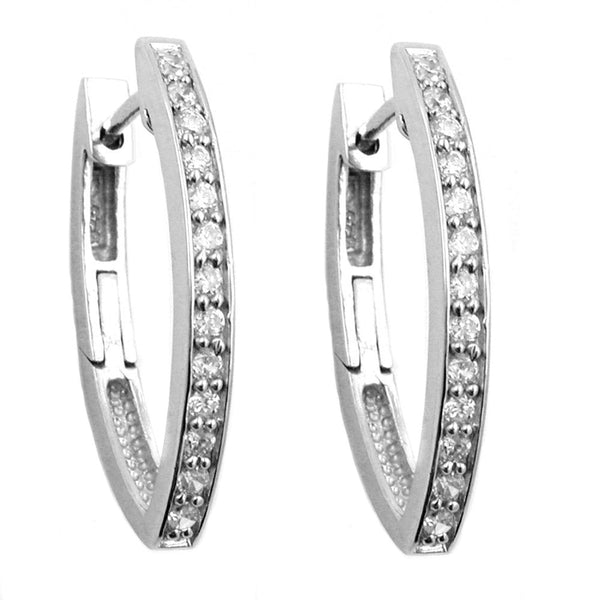 Creole Klappscharnier 28x16x3mm spitzoval Zirkonia rhodiniert Silber 925