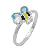 Ring, Biene gelb-schwarz-blau Silber 925