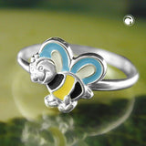 Ring, Biene gelb-schwarz-blau Silber 925