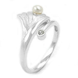 Ring, Ginkgoblatt, Zirkonia, Silber 925