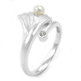 Ring, Ginkgoblatt, Zirkonia, Silber 925