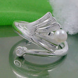 Ring, Ginkgoblatt, Zirkonia, Silber 925