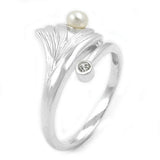 Ring, Ginkgoblatt, Zirkonia, Silber 925