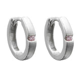 Creole 12x2mm Klappscharnier Zirkonia rosa rhodiniert Silber 925