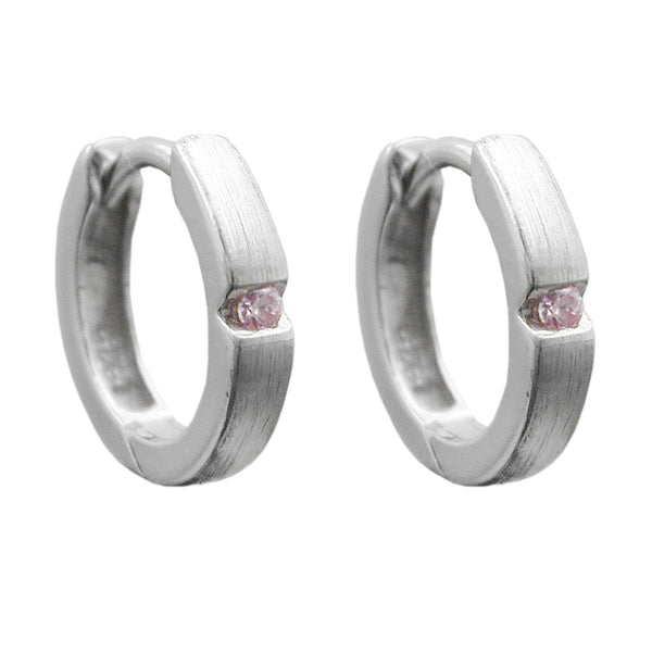 Creole 12x2mm Klappscharnier Zirkonia rosa rhodiniert Silber 925