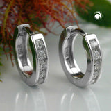 Creole 12x3mm Klappscharnier Zirkonias weiß rhodiniert Silber 925
