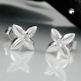 Stecker 6,5x6,5mm kleine Blüte Zirkonia weiß Silber 925
