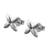Stecker 6,5x6,5mm kleine Blüte mit synthetischem Spinell aqua Silber 925