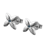 Stecker 6,5x6,5mm kleine Blüte mit synthetischem Spinell aqua Silber 925