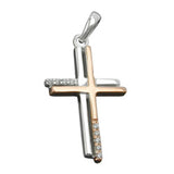 Anhänger, Kreuz, bicolor, Silber 925