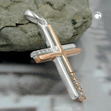 Anhänger, Kreuz, bicolor, Silber 925