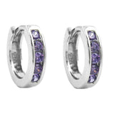 Creole 12x2,6mm Klappscharnier Zirkonias amethyst rhodiniert Silber 925