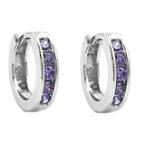 Creole 12x2,6mm Klappscharnier Zirkonias amethyst rhodiniert Silber 925