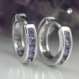 Creole 12x2,6mm Klappscharnier Zirkonias amethyst rhodiniert Silber 925