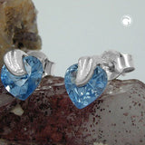 Stecker, Herz, synth Aquamarin, 925