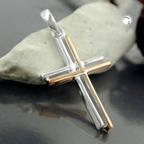 Anhänger, Kreuz, bicolor, Silber 925