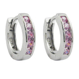 Creole 12x3mm Klappscharnier mit Zirkonias rosé rhodiniert Silber 925