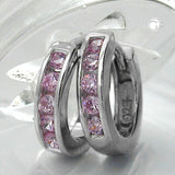 Creole 12x3mm Klappscharnier mit Zirkonias rosé rhodiniert Silber 925