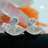 Stecker, CZ mit synth Aquamarin, 925