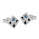 Stecker 7mm Pfeilmuster schwarz lackiert Zirkonia blau Silber 925