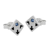 Stecker 7mm Pfeilmuster schwarz lackiert Zirkonia blau Silber 925