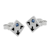 Stecker 7mm Pfeilmuster schwarz lackiert Zirkonia blau Silber 925