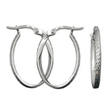 Creole 24x2mm Bügelverschluss oval diamantiert rhodiniert Silber 925
