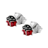 Stecker Marienkäfer 5mm rot-schwarz-emailliert Silber 925