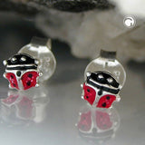 Stecker Marienkäfer 5mm rot-schwarz-emailliert Silber 925