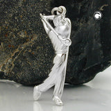 Anhänger 27x12mm Golfspieler rhodiniert Silber 925