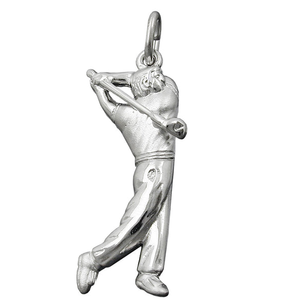 Anhänger 27x12mm Golfspieler rhodiniert Silber 925