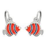 Ohrbrisur Ohrringe 13x9mm Clownfisch orange blau lackiert Silber 925