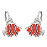 Ohrbrisur Ohrringe 13x9mm Clownfisch orange blau lackiert Silber 925