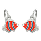 Ohrbrisur Ohrringe 13x9mm Clownfisch orange blau lackiert Silber 925