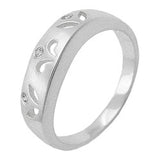 Ring 7mm durchbrochen matt 3x Zirkonias Silber 925 Ringgröße 54
