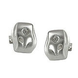 Stecker 9x8mm matt glänzend mit Zirkonia Silber 925