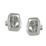 Stecker 9x8mm matt glänzend mit Zirkonia Silber 925